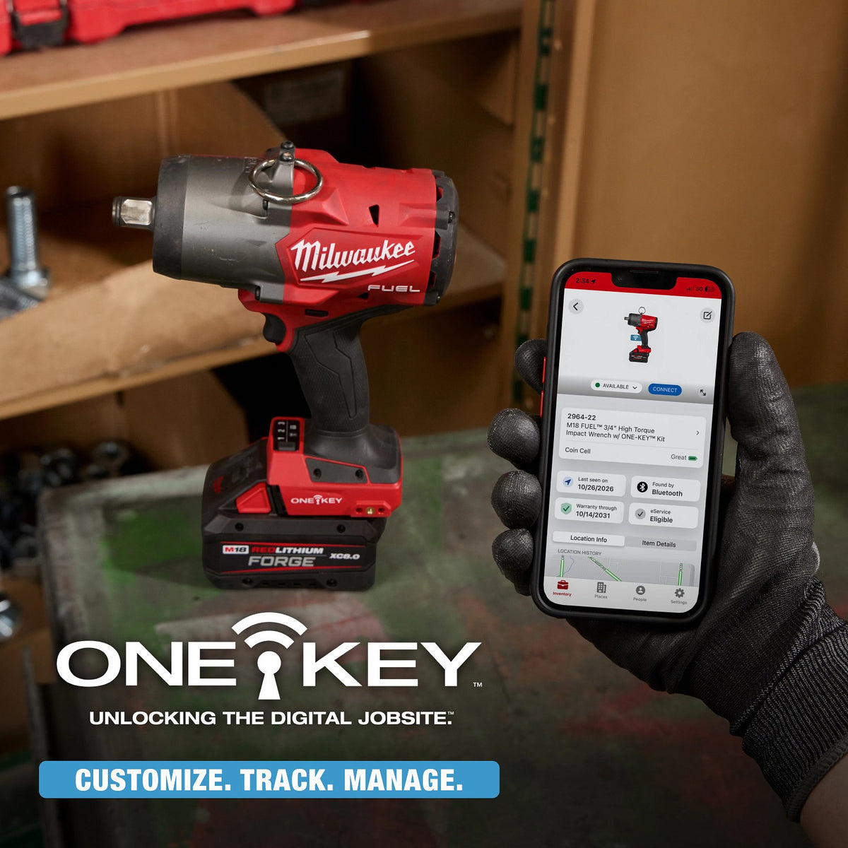 Milwaukee 2964-20 M18 FUEL 3/4" High Torque Impact Wrench with ONE-KEY Bare Tool - 12