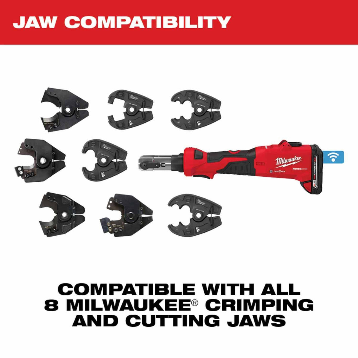 Milwaukee 2978-OCUT M18 FORCE LOGIC 6T Linear Utility Crimper w/ O-D3 Jaw & Cutting Jaws - 6