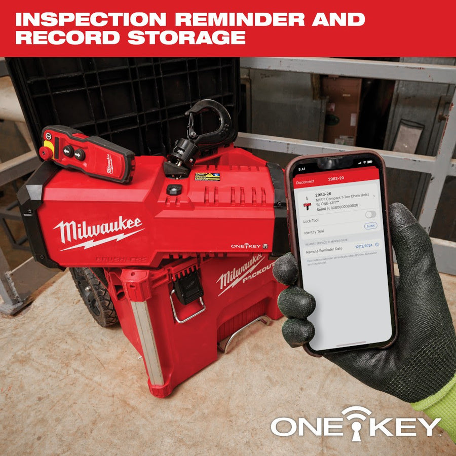 Milwaukee 2983-22HD M18 Compact 1 Ton Chain Hoist w/ One Key