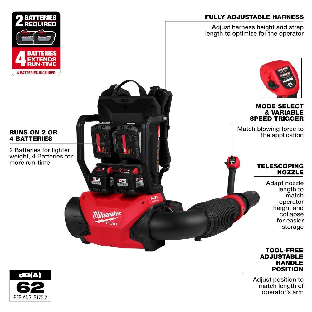 Milwaukee 3009-24HD M18 FUEL Dual Battery Backpack Blower Kit - 7