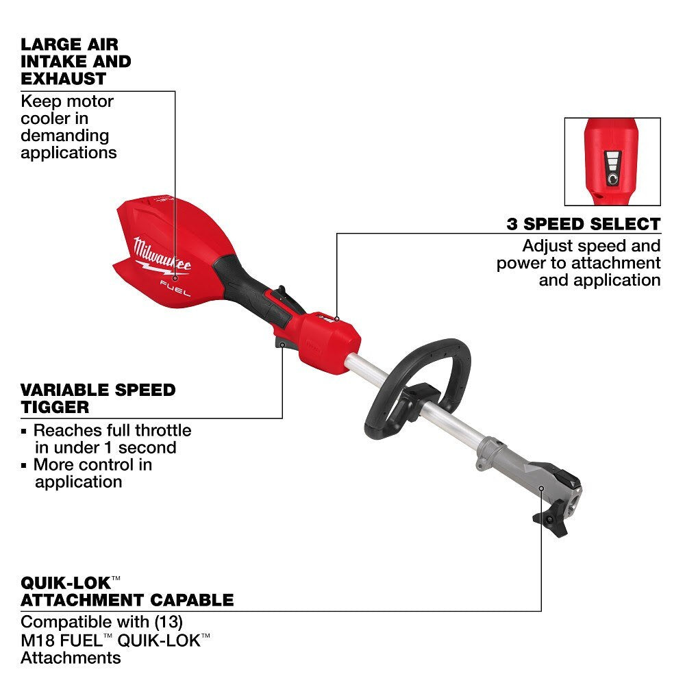 Milwaukee 3016-80 M18 FUEL QUIK-LOK Power Head Straight Shaft (Reconditioned) - 5