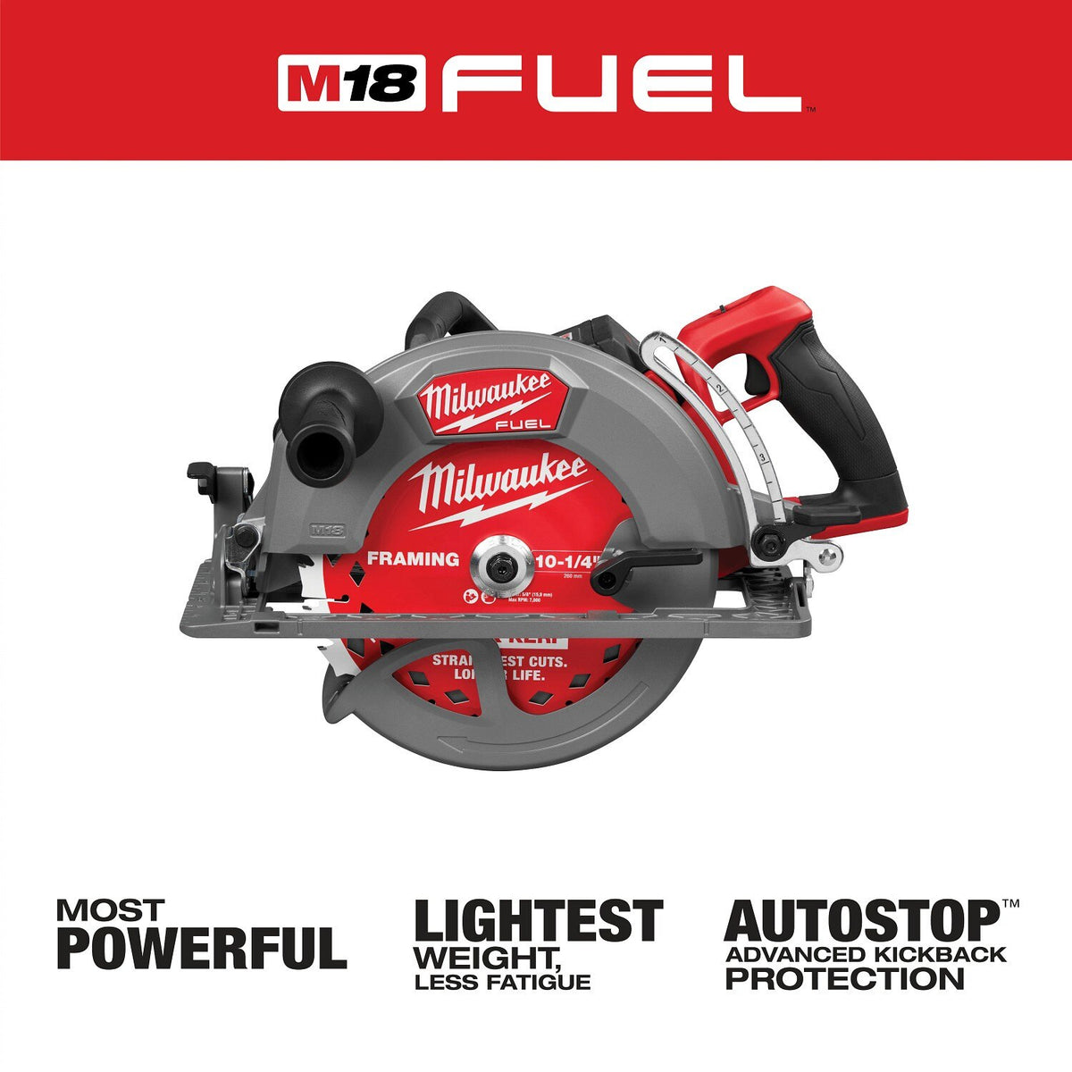 Milwaukee 3026-21HD M18 FUEL 10-1-4" Rear Handle Circular Saw Kit with Rapid Charger (12.0Ah Battery) - 2