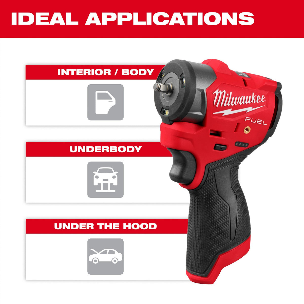 Milwaukee 3049-20 M12 FUEL 3/8" Subcompact Impact Wrench with Friction Ring - 8