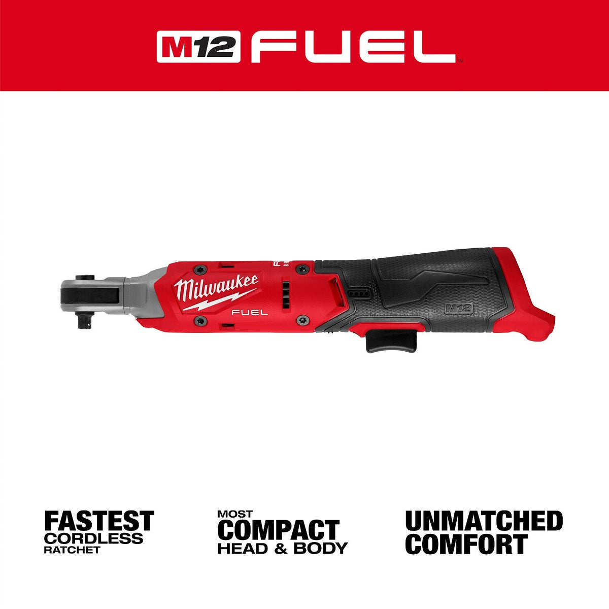 Milwaukee 3052-20 M12 FUEL 1/4 Inch Cordless Ratchet, 550 RPM, 45 ft-lbs, Compact Head (Bare Tool) - 2