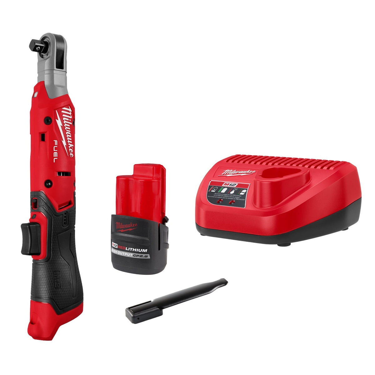 Milwaukee 3053-21 M12 FUEL 3/8 inch Cordless Ratchet Kit with Brushless Motor and 70 ft-lbs Torque (2.5Ah Battery)