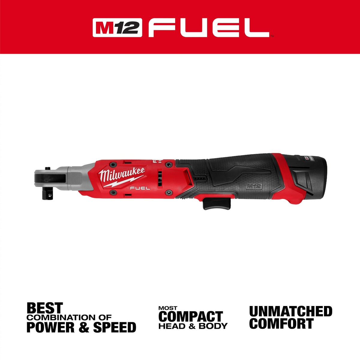 Milwaukee 3053-21 M12 FUEL 3/8 inch Cordless Ratchet Kit with Brushless Motor and 70 ft-lbs Torque (2.5Ah Battery) - 2