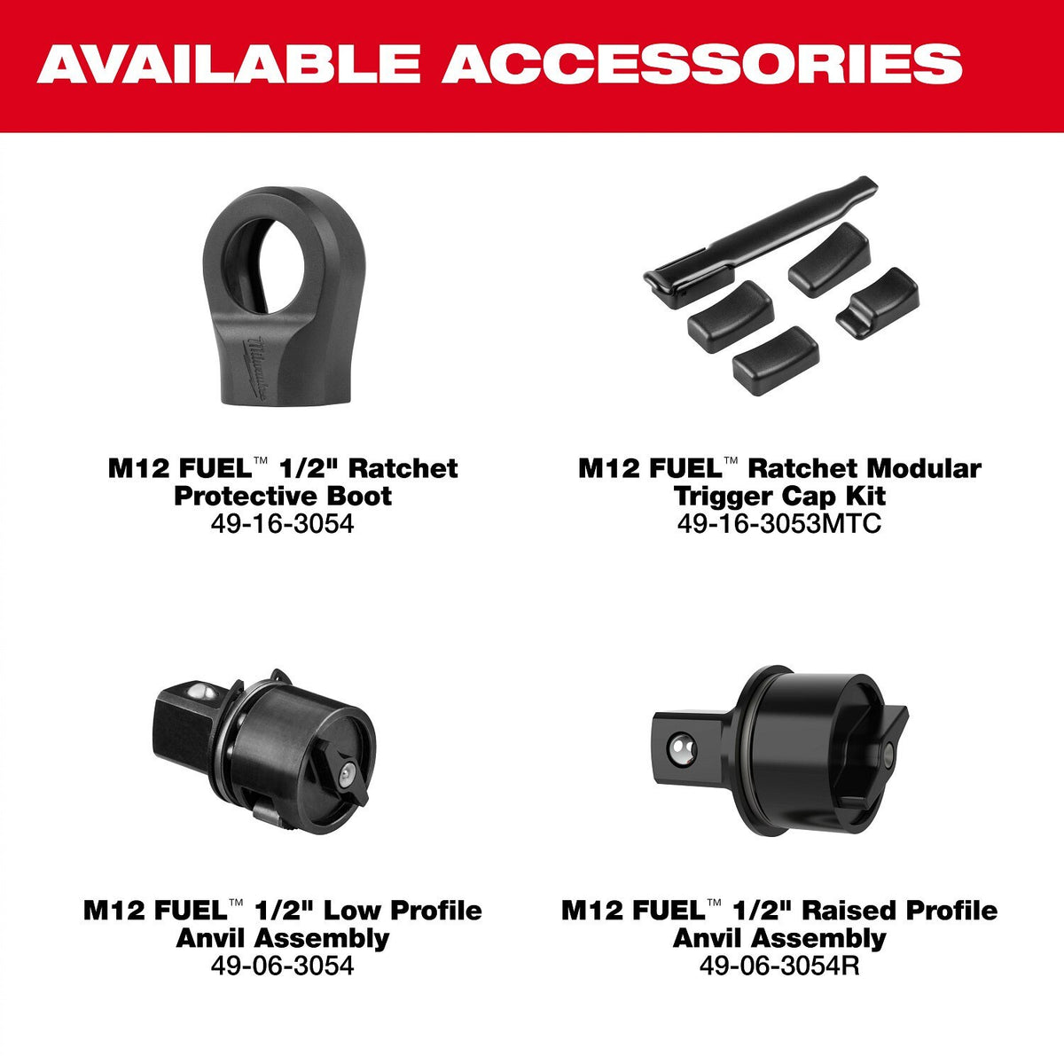 Milwaukee 3054-20 M12 FUEL 1/2 Inch Cordless Ratchet, 300 RPM, 80 ft-lbs, Compact Head (Bare Tool) - 13