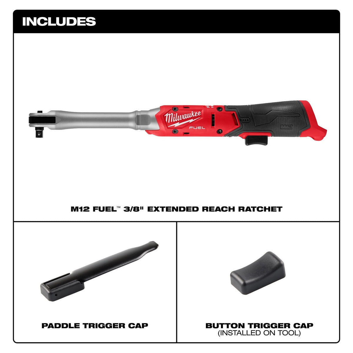 Milwaukee 3059-20 M12 FUEL 3/8" Extended Reach Cordless Ratchet Bare Tool - 4