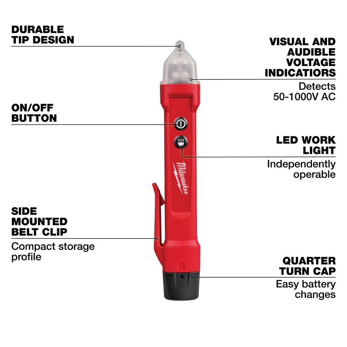 Milwaukee 3202-20 Non-Contact Voltage Detector with LED 50V-1000V AC CAT IV 1000V - 2