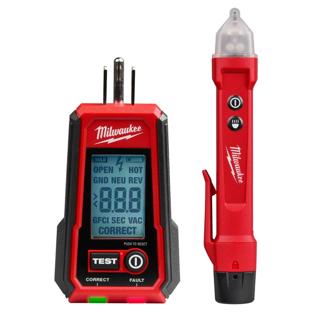 Milwaukee 3211-20 Digital GFCI Receptacle Tester and Voltage Detector with LED