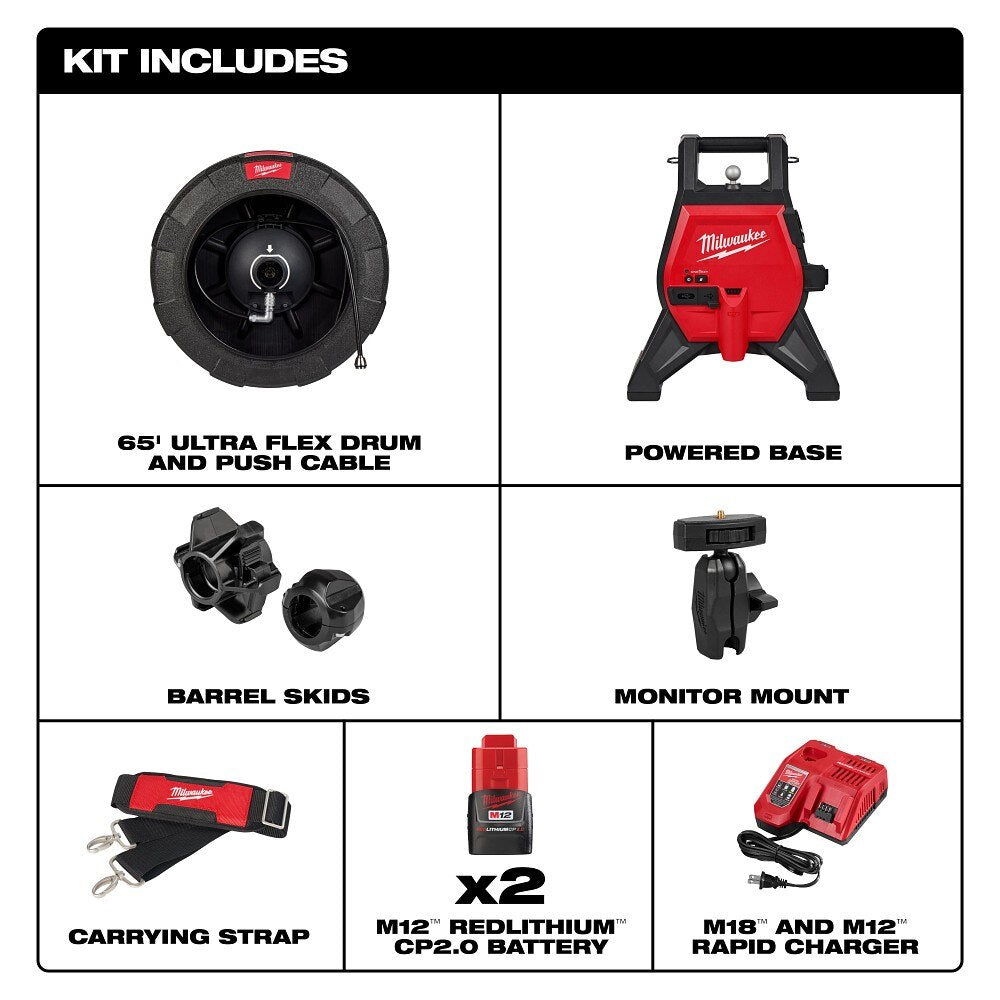 Milwaukee 3318-22A M12 65’ Ultra Flex Compact Inspection Camera Kit - 3