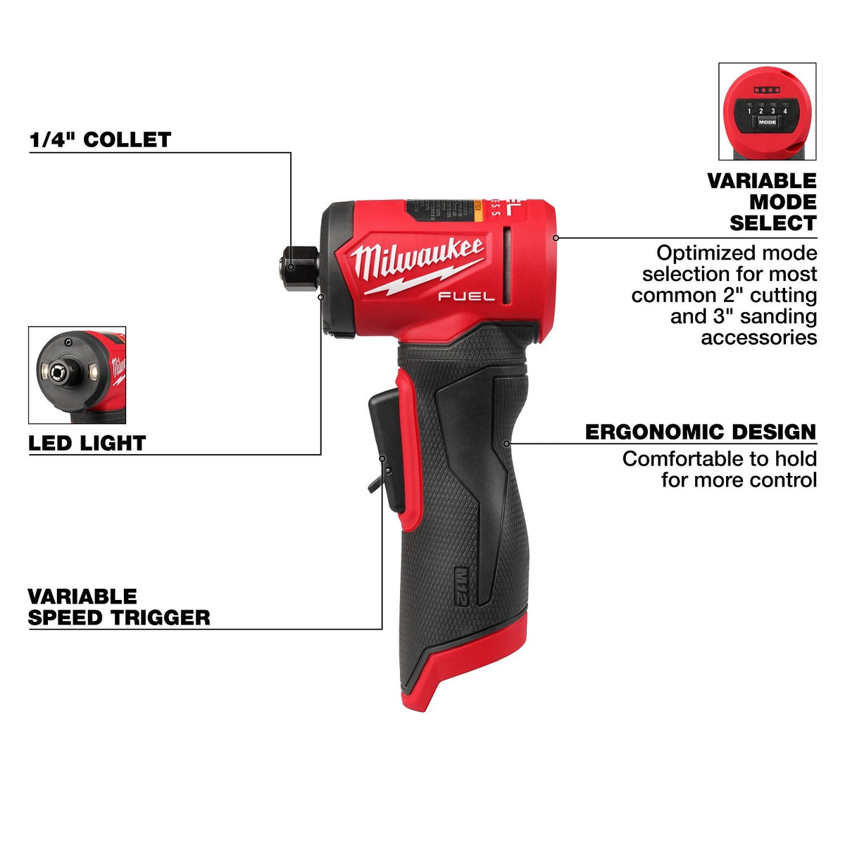 Milwaukee 3485-20 M12 FUEL 1/4" Right Angle Die Grinder - 2