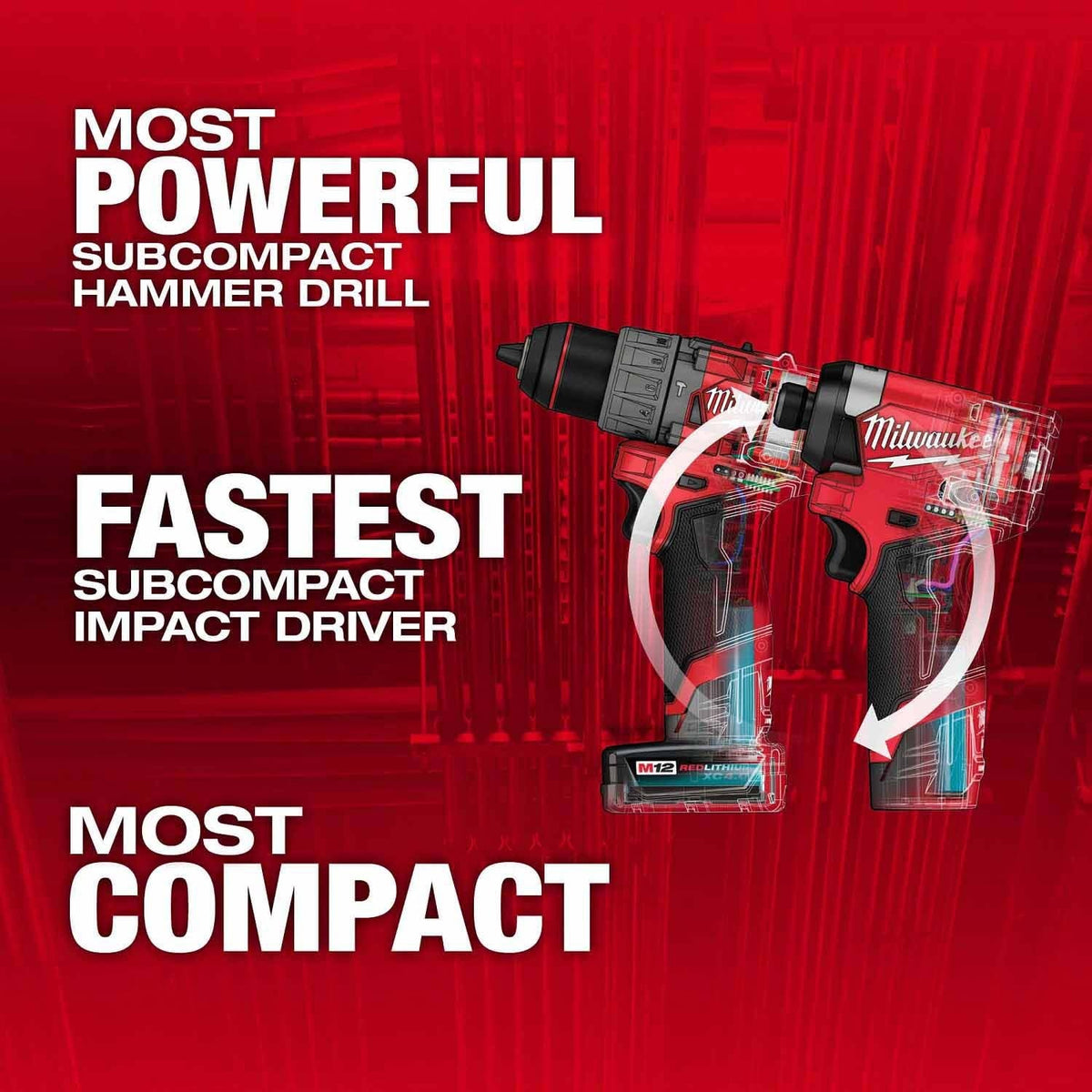 Milwaukee 3497-25 M12 FUEL 12-Volt Lithium-Ion Cordless 5-Tool Combo Kit w/(2) Batteries and Bag - 2