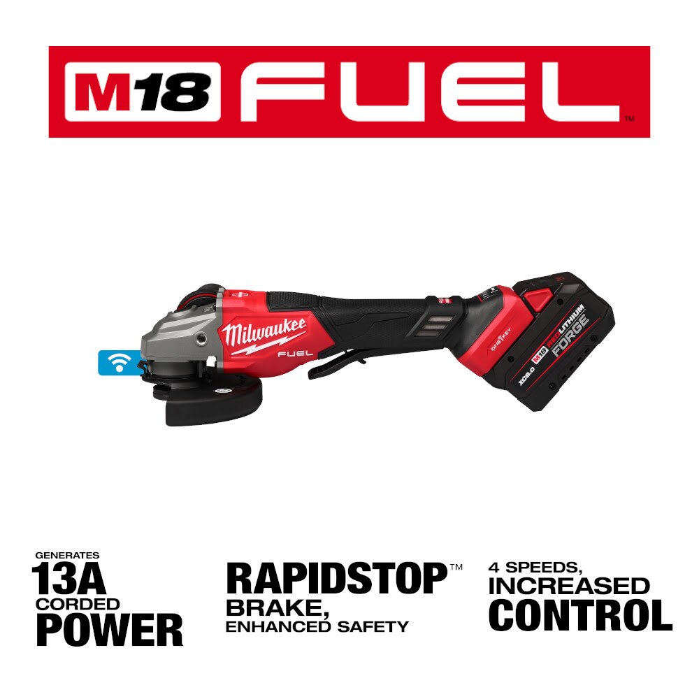 Milwaukee 3672-22 M18 FUEL 4-1/2"-6" Variable Speed Braking Grinder, Paddle Switch w/ ONE-KEY Kit - 2