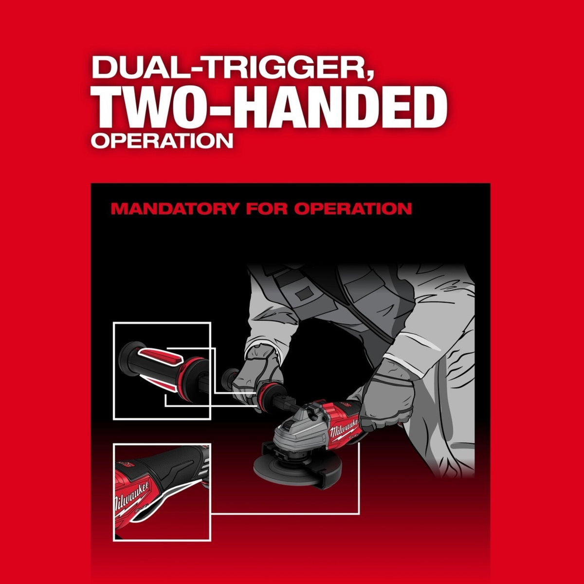 Milwaukee 3676-20 M18 FUEL 4-1/2 to 6 in. Dual-Trigger Variable Speed Braking Angle Grinder, Paddle Switch w/ ONE-KEY - 7