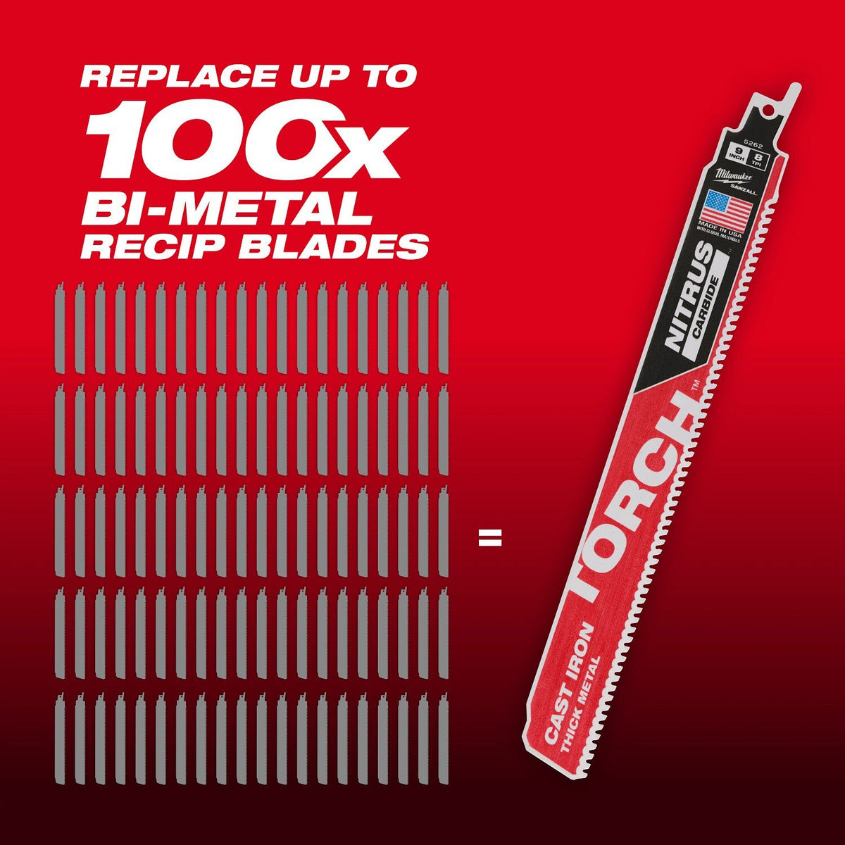 Milwaukee 48-00-5361 6" 7TPI The TORCH with NITRUS CARBIDE for CAST IRON 3PK - 4