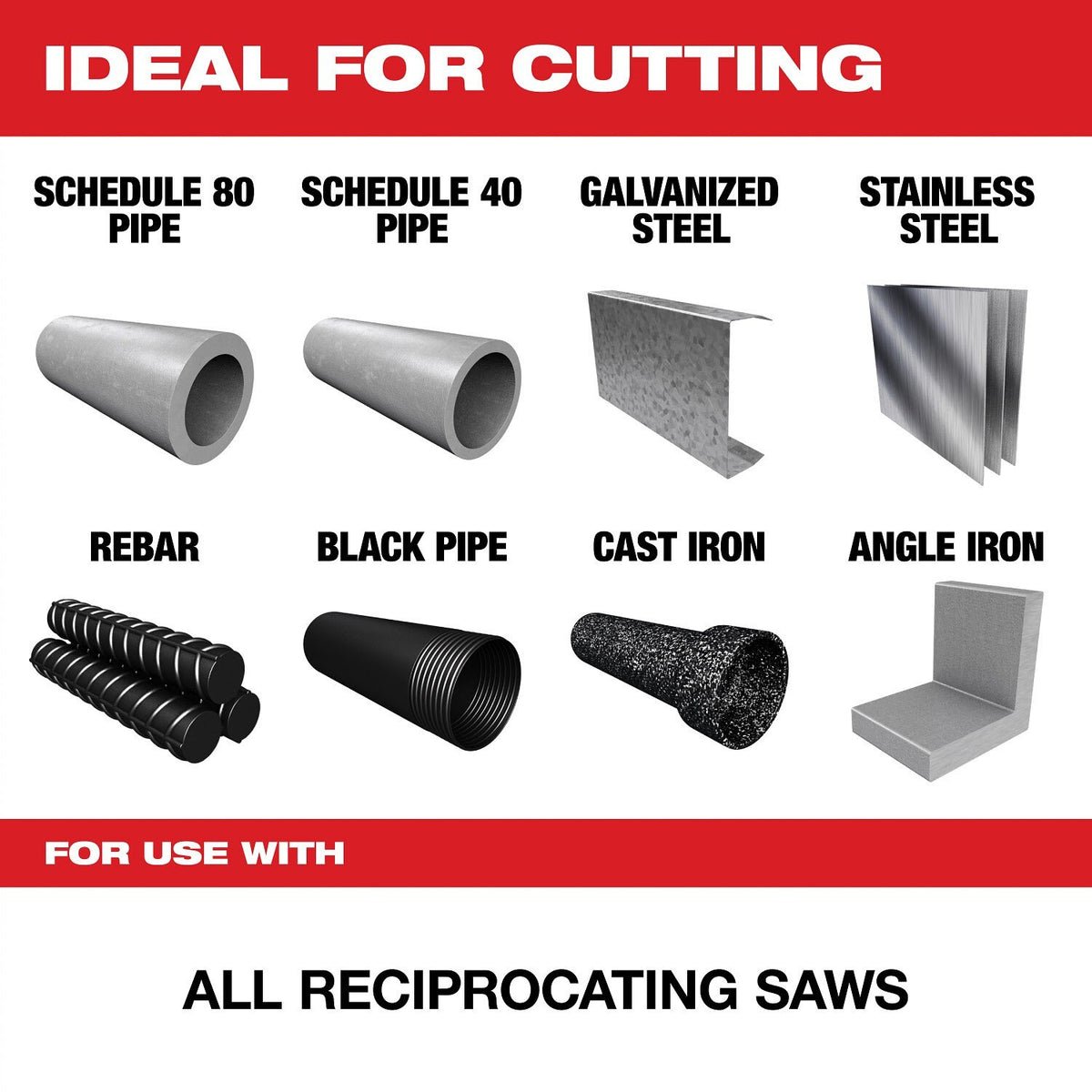 Milwaukee 48-00-5363 12” 7TPI The TORCH™ with NITRUS Carbide™ for Cast Iron SAWZALL®  Blade 3PK - 2