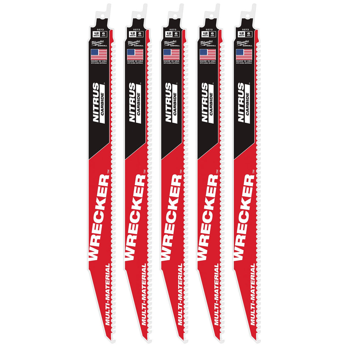 Milwaukee 48-00-5573 12" 6TPI The Wrecker with Nitrus Carbide 5PK