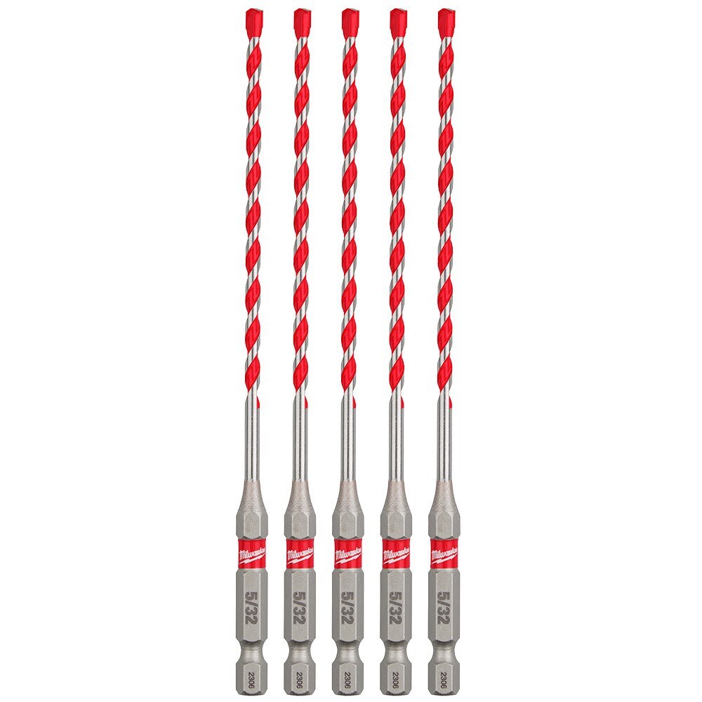 Milwaukee 48-20-9155 SHOCKWAVE Carbide Hammer Drill Bit for Concrete, Brick and Block (5 Pack) - 13