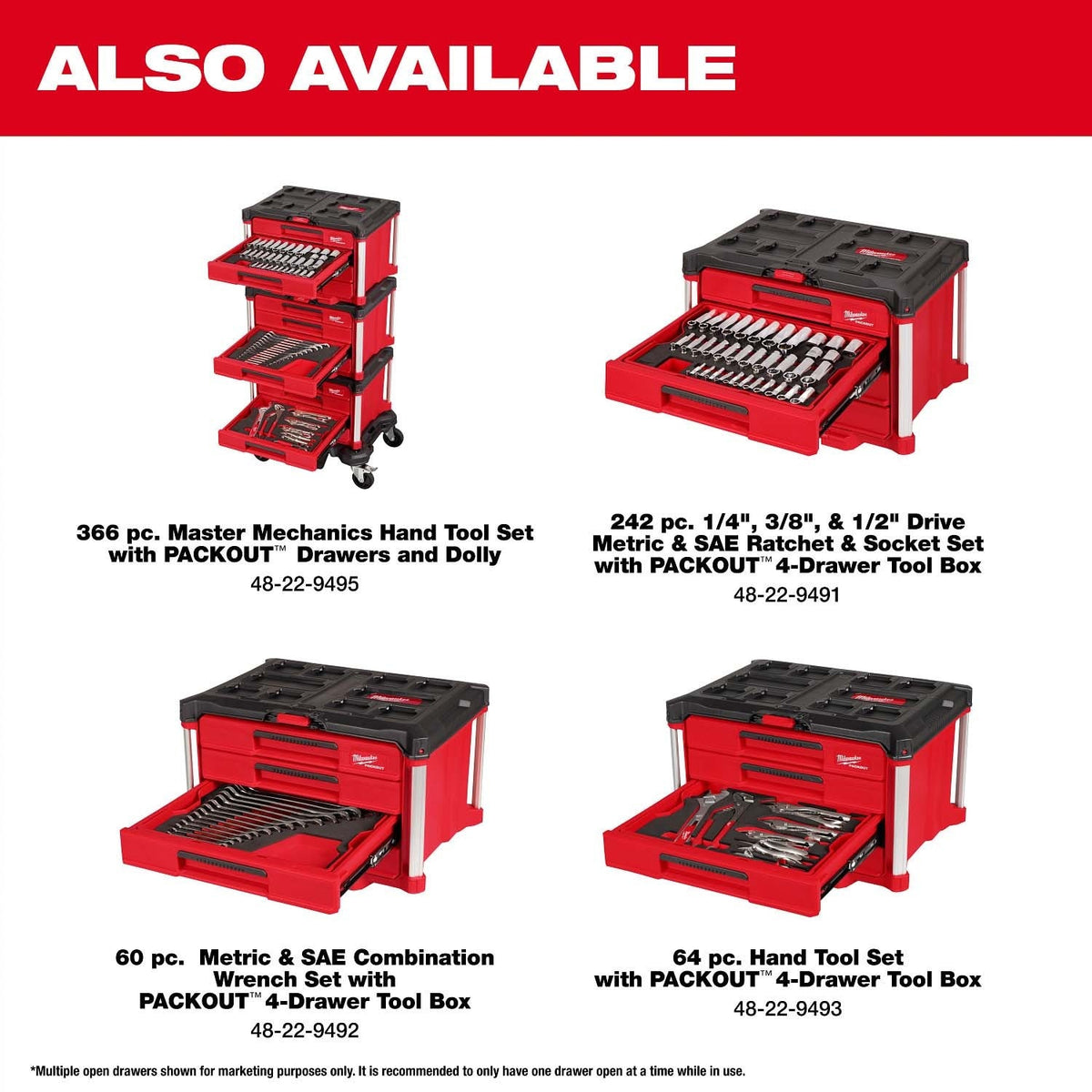 Milwaukee 48-22-0156 15pc. Metric Ratcheting Combination Wrench Set with Tray for PACKOUT Drawers - 6