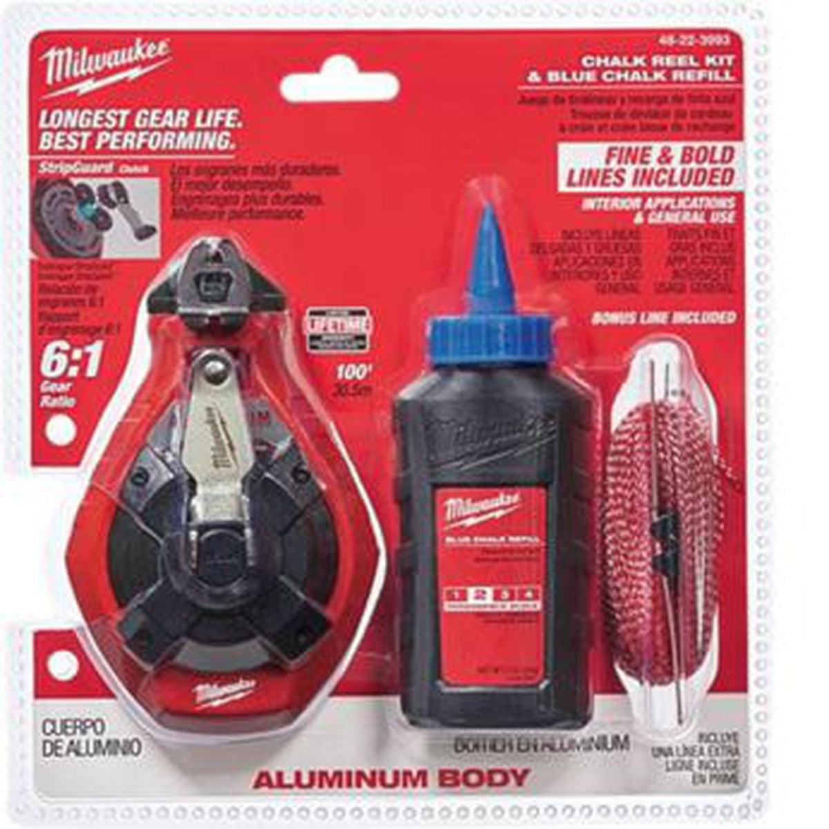 Milwaukee 48-22-3993T Aluminum Chalk Reel Kit for Fast Accurate Layout and Marking