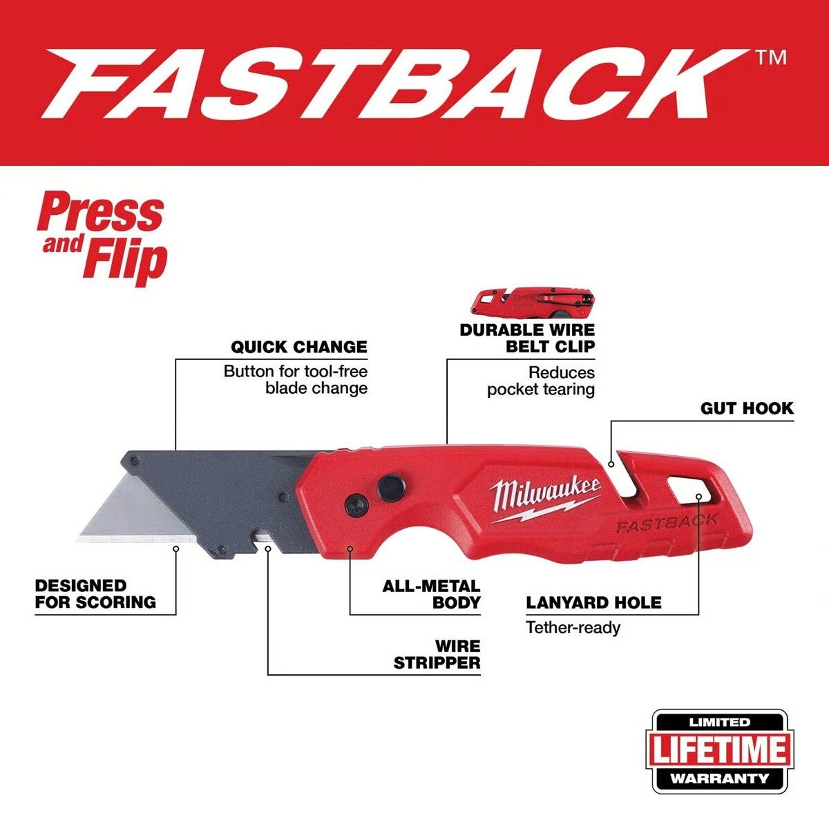 Milwaukee 48-22-6119 Electrician's Tool Kit,11-in-1 Screwdriver,FASTBACK Utility Knife(4 Piece) - 4
