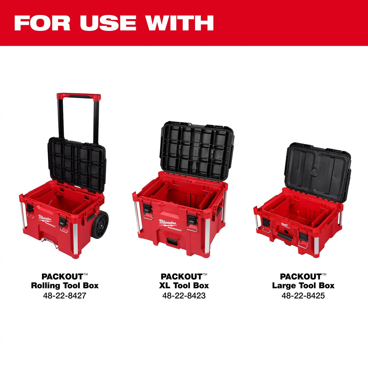 Milwaukee 48-22-8029 PACKOUT Tool Box Attachment Ready Tray with Accessory Compartments 19.84 in. x 13.11 in. x 4.41 in. (1 Each) - 3