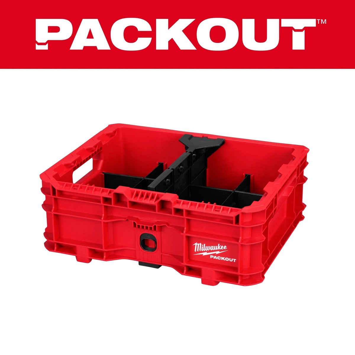 Milwaukee 48-22-8438 PACKOUT Low-Profile Crate with Dividers 18.63 x 14.75 x 6.75" - 2