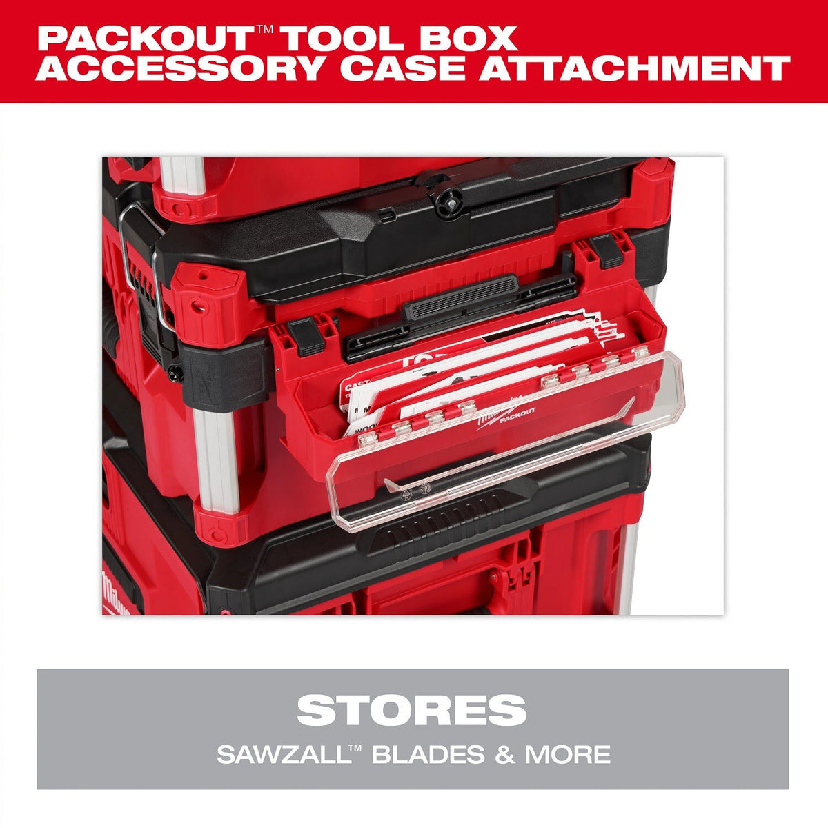 Milwaukee 48-22-8612 PACKOUT Accessory Case Attachment with 12 in. Blade Clip for Sawzall Blades - 2