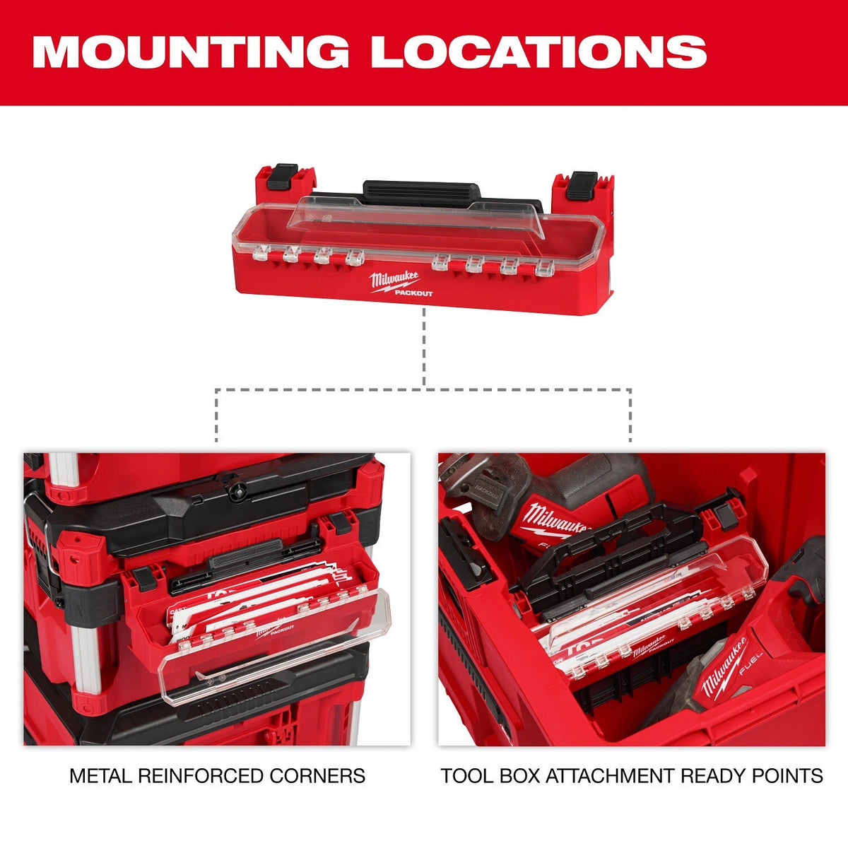Milwaukee 48-22-8612 PACKOUT Accessory Case Attachment with 12 in. Blade Clip for Sawzall Blades - 5