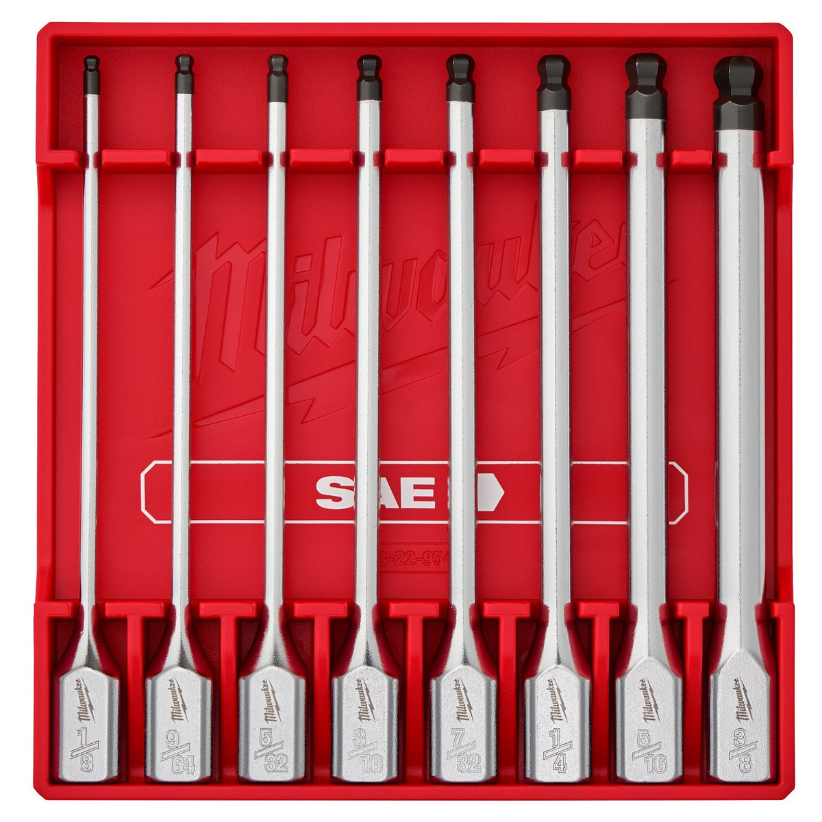 Milwaukee 48-22-9549 3/8 in. Drive SAE Long Ball End Hex Bit Socket Set with FOUR FLAT sides (8 Piece)