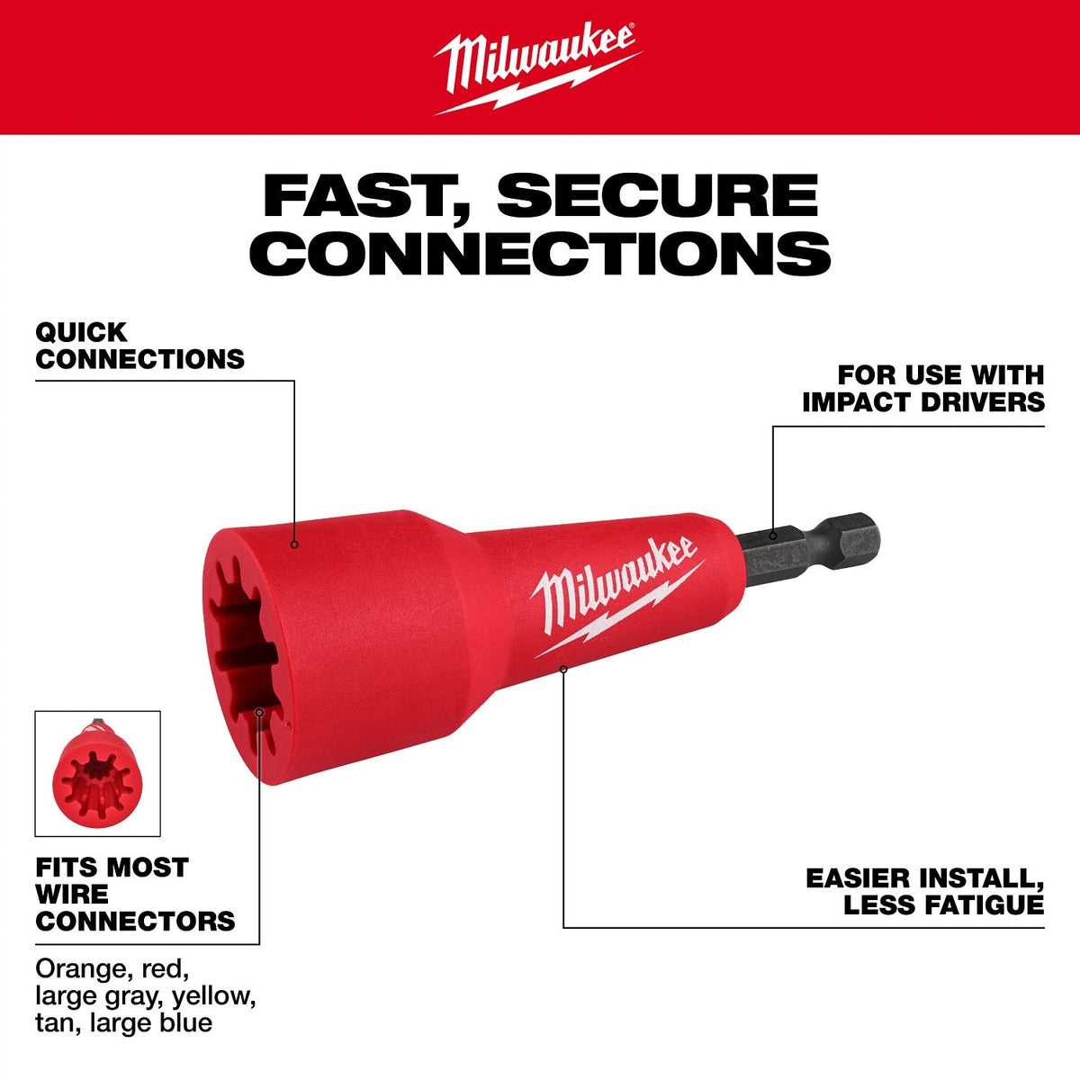 Milwaukee 48-32-6400 Quick-Twist Wire Connector Socket - 2