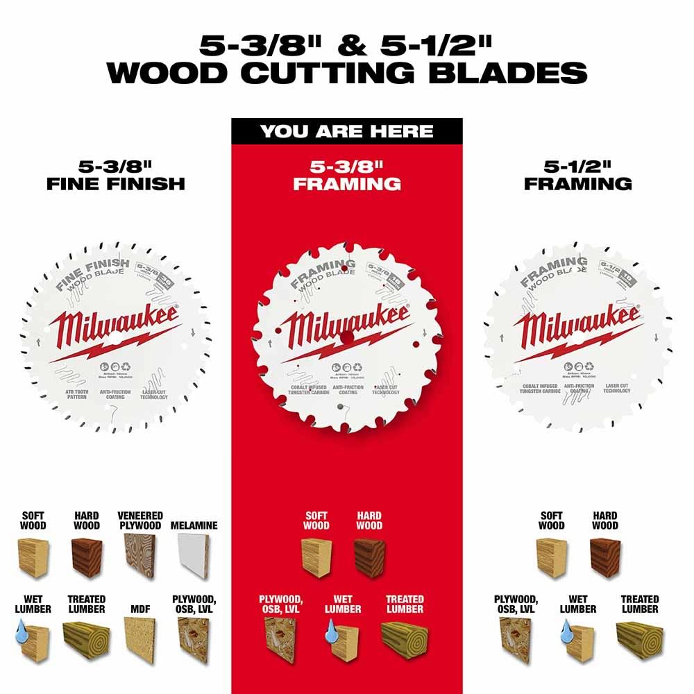Milwaukee 48-40-0522 5-3/8" 16T Framing Circular Saw Blade - 5