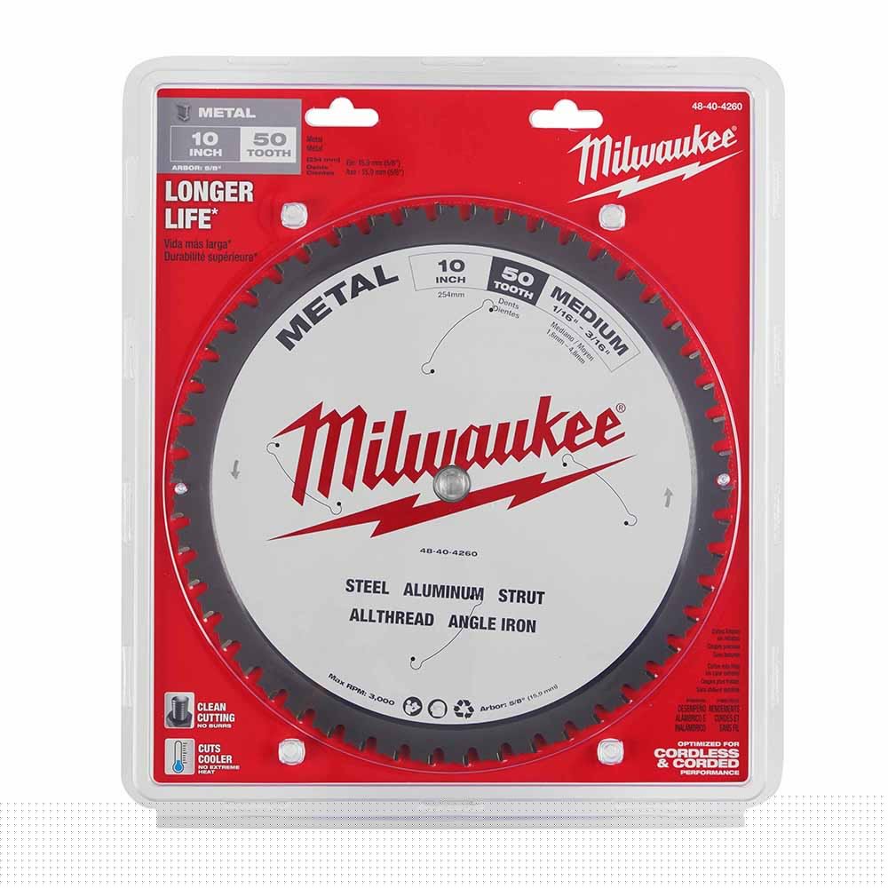 Milwaukee  48-40-4260 10" 50T METAL CSB, 5/8" - 6