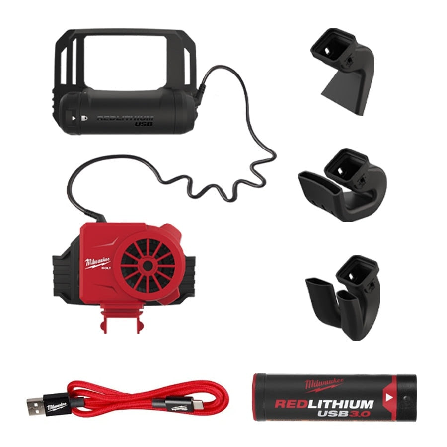 Milwaukee 48-73-1300 White Safety Helmet Kit W/ 48-73-1385 USB Fan - 2