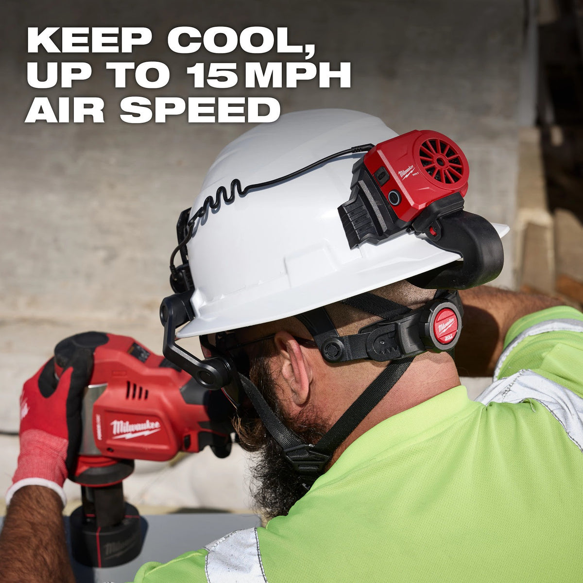 Milwaukee 48-73-1385 BOLT REDLITHIUM USB Cooling Fan for Safety Helmets and Hard Hats - 15