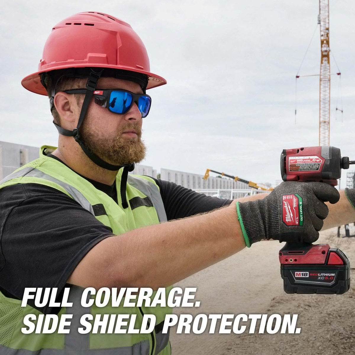 Milwaukee 48-73-2510 Full Frame Safety Glasses with Removable Side Shields Blue Mirrored Anti-Scratch Lenses - 7