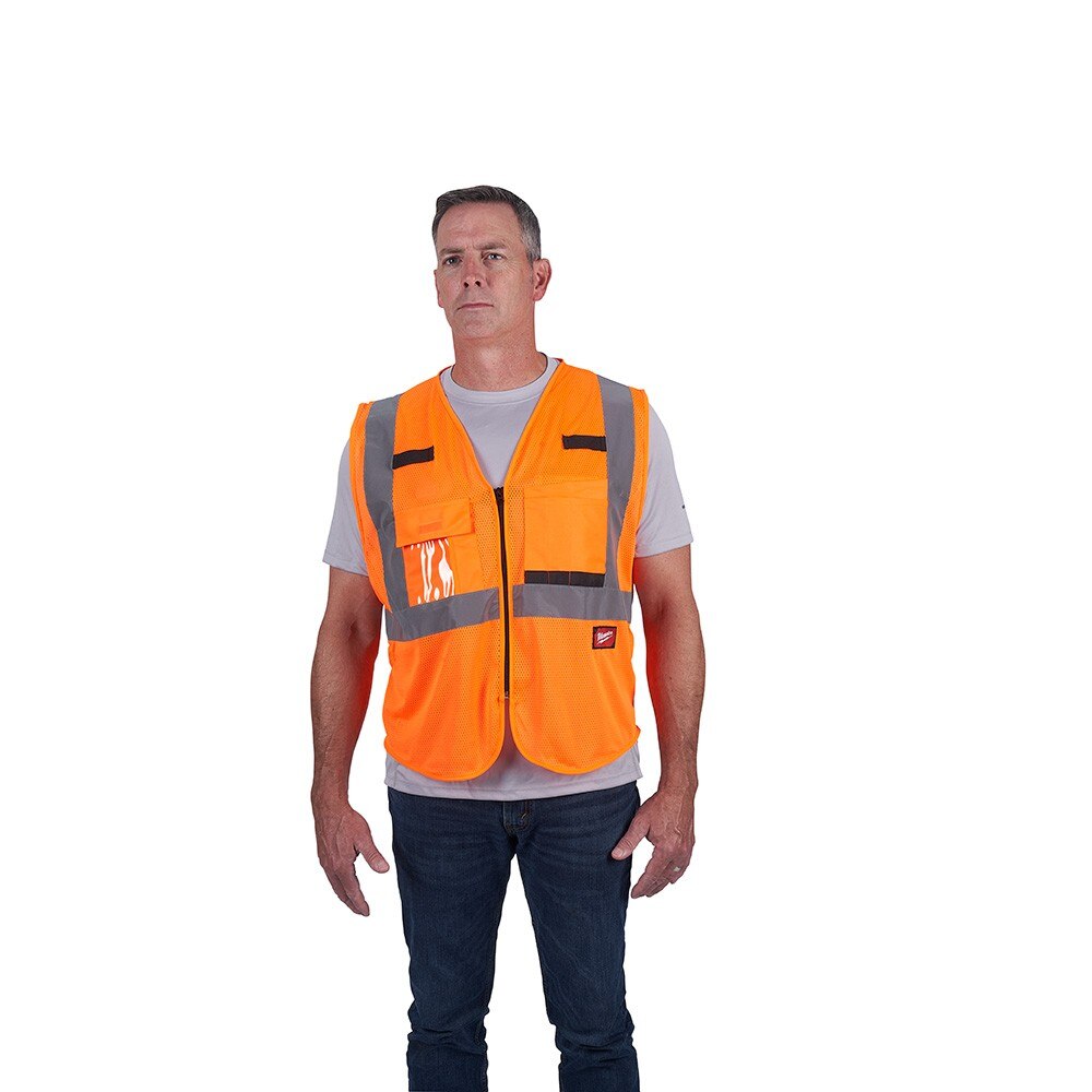 Milwaukee 48-73-5116 Class 2 High Visibility Orange Mesh Safety Vest - L/XL - 3