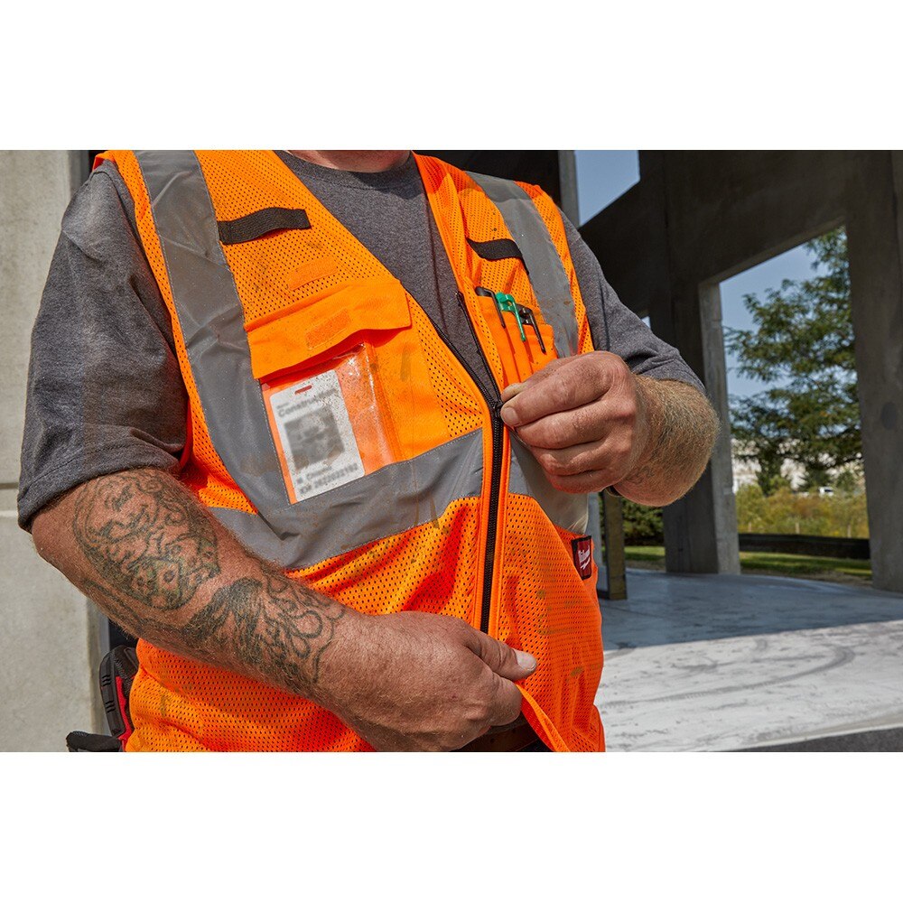 Milwaukee 48-73-5116 Class 2 High Visibility Orange Mesh Safety Vest - L/XL - 6