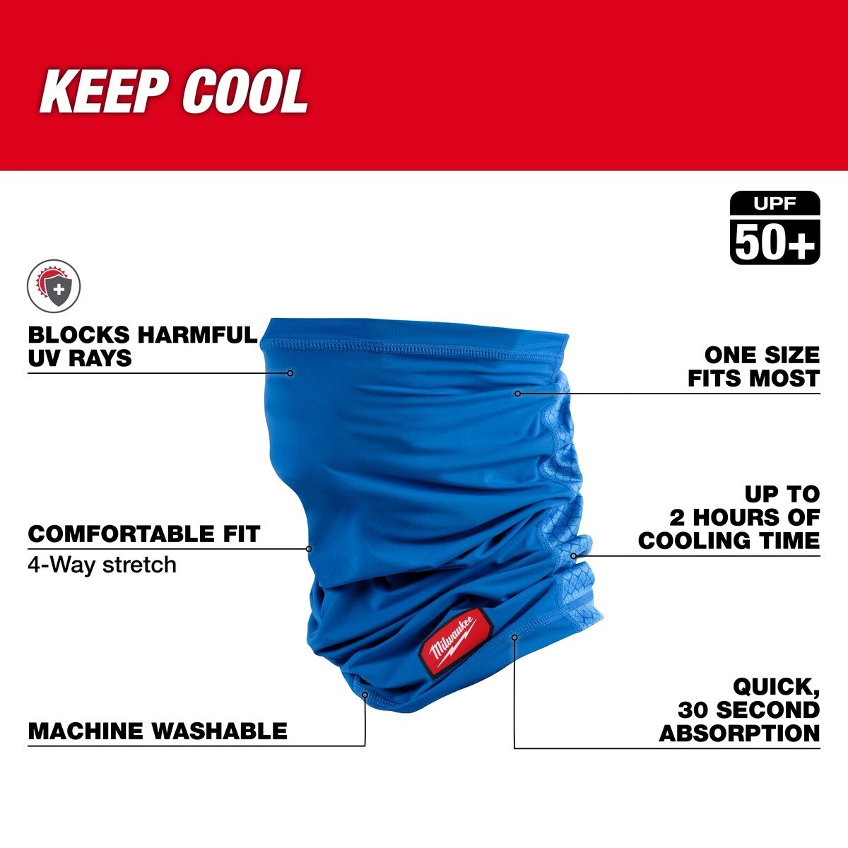 Milwaukee 48-73-9117 Cooling Neck Gaiter with UPF 50+ and Up to 2 Hours of Cooling - 2