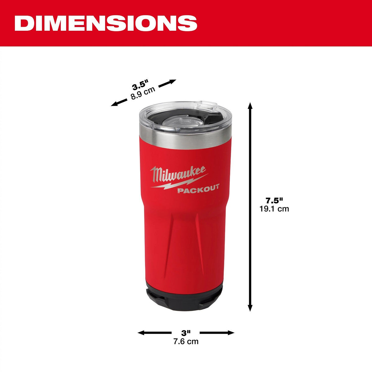 Milwaukee 48-82-8392R PACKOUT 20 oz. Twist-to-Lock Insulated Tumbler with Sliding Magnetic Lid - 3