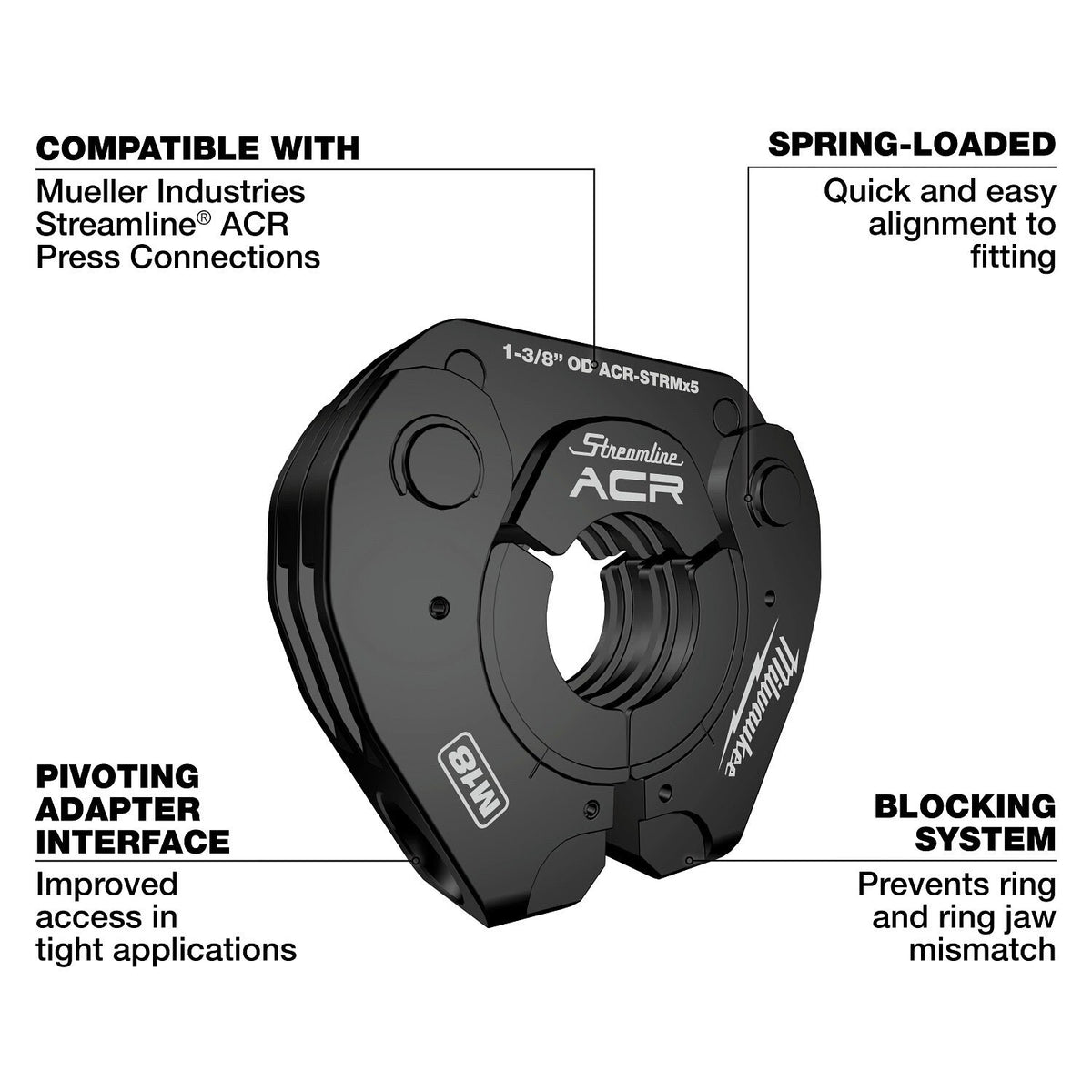 Milwaukee 49-16-2654MX 5/8" Streamline ACR Pivoting Press Ring - 11