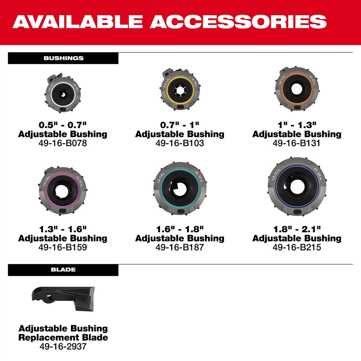 Milwaukee 49-16-B103 0.7" - 1" Adjustable Bushing for M18 FUEL  Covered Conductor Cable Stripper - 7