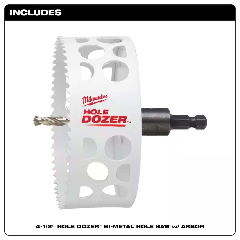 Milwaukee 49-56-9689 4-1/2" HOLE DOZER Bi-Metal Hole Saw with Arbor - 4