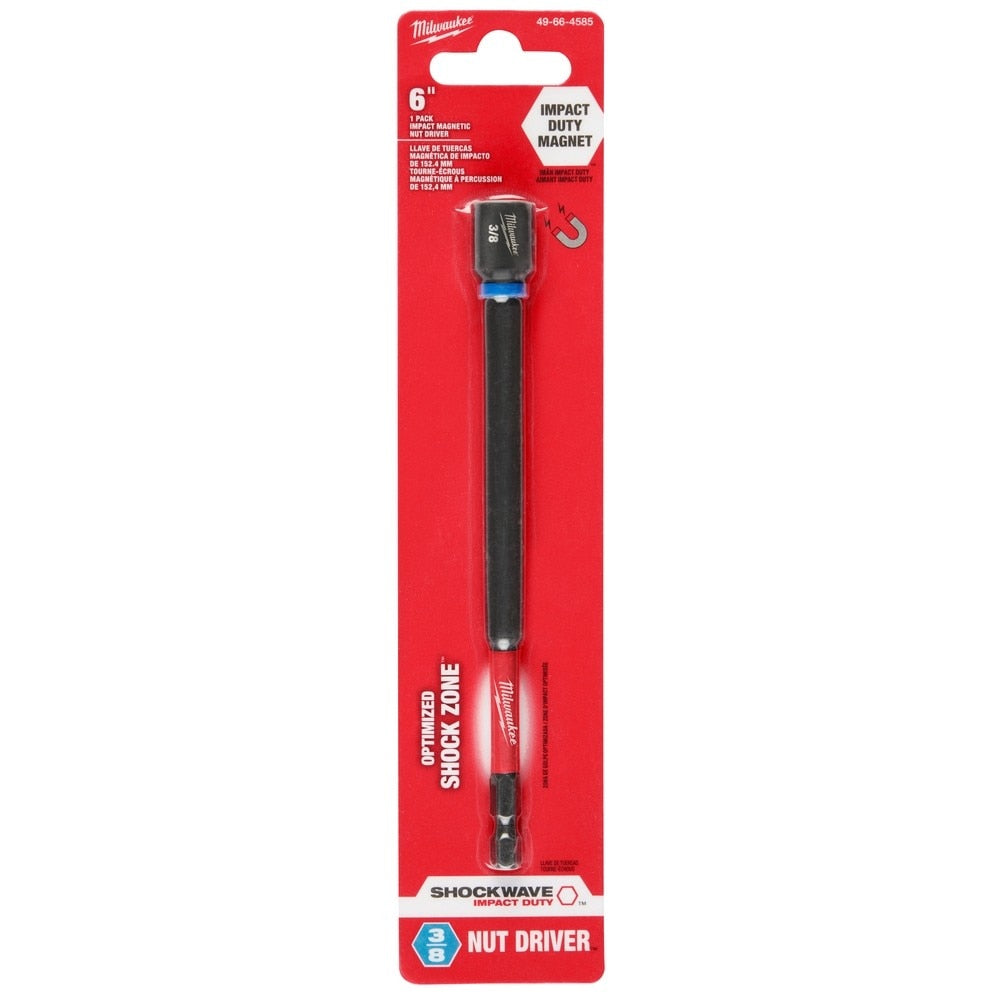 Milwaukee 49-66-4585 SHOCKWAVE Impact Duty 3/8" x 6" Magnetic Nut Driver - 9
