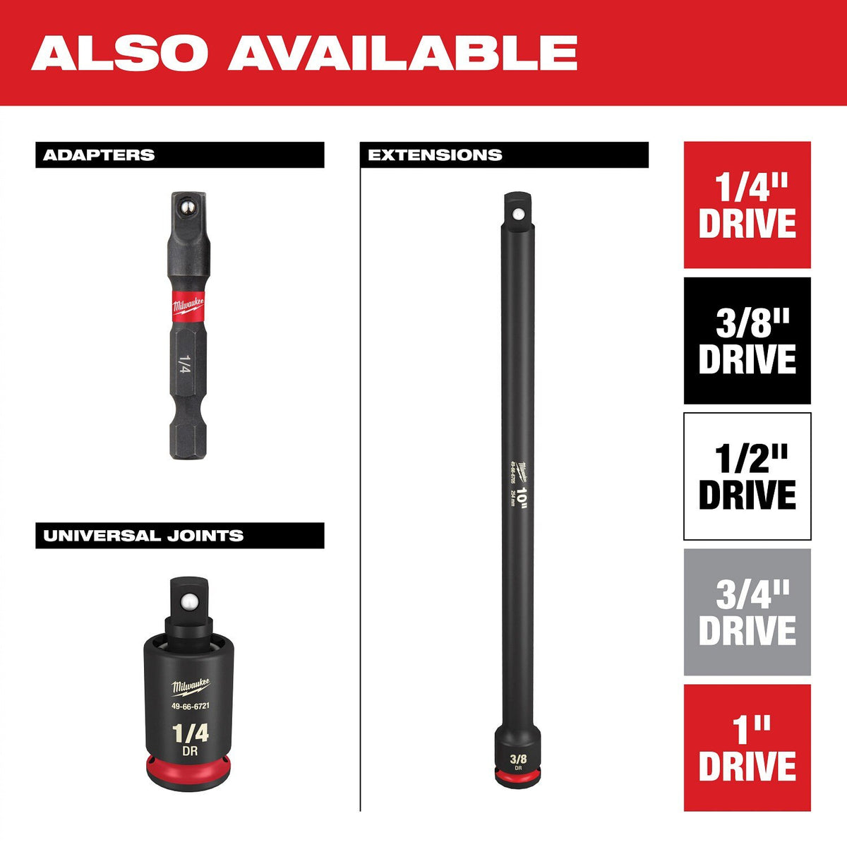 Milwaukee 49-66-6047 SHOCKWAVE 1/4" Drive 13 mm Deep 6 Point Impact Socket - 8