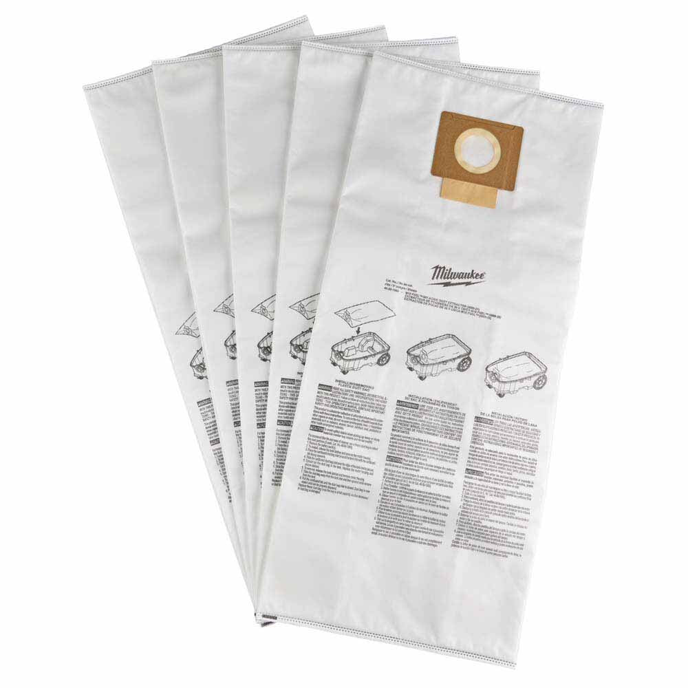 Milwaukee 49-90-1969 Fleece Dust Bags (5PK) for M18 FUEL 9 Gallon Dual Battery Dust Extractor