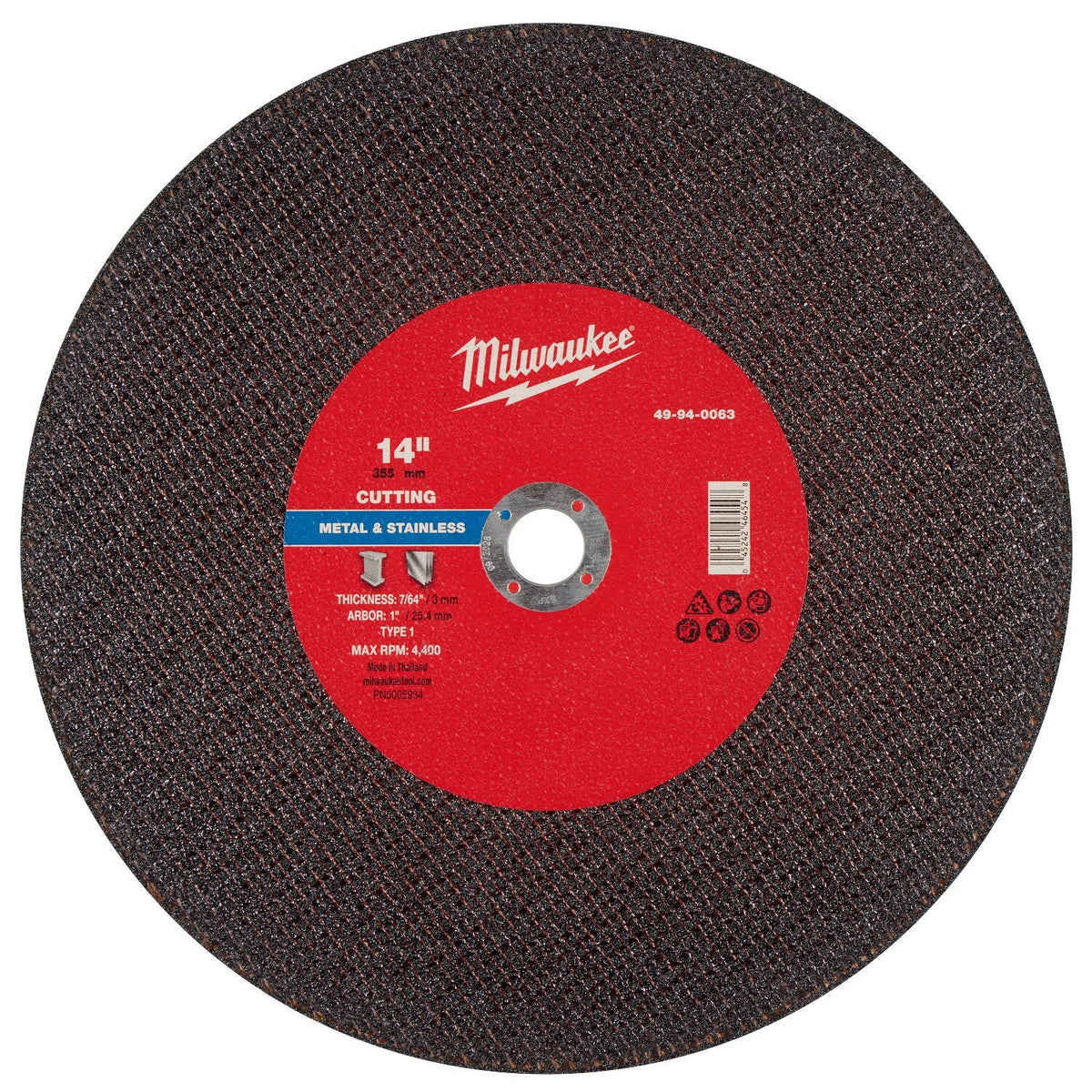 Milwaukee 49-94-0063 14 in. x 7/64 in. x 1 in. Metal Cut Off Wheel Type 1 (10 Pack)