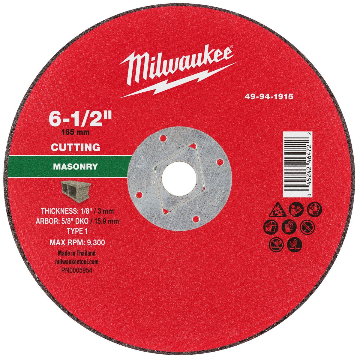 Milwaukee 49-94-1915 6-1/2 in. Type 1 DKO Masonry Cut Off Wheel 5/8 in. Arbor (10 Pack)