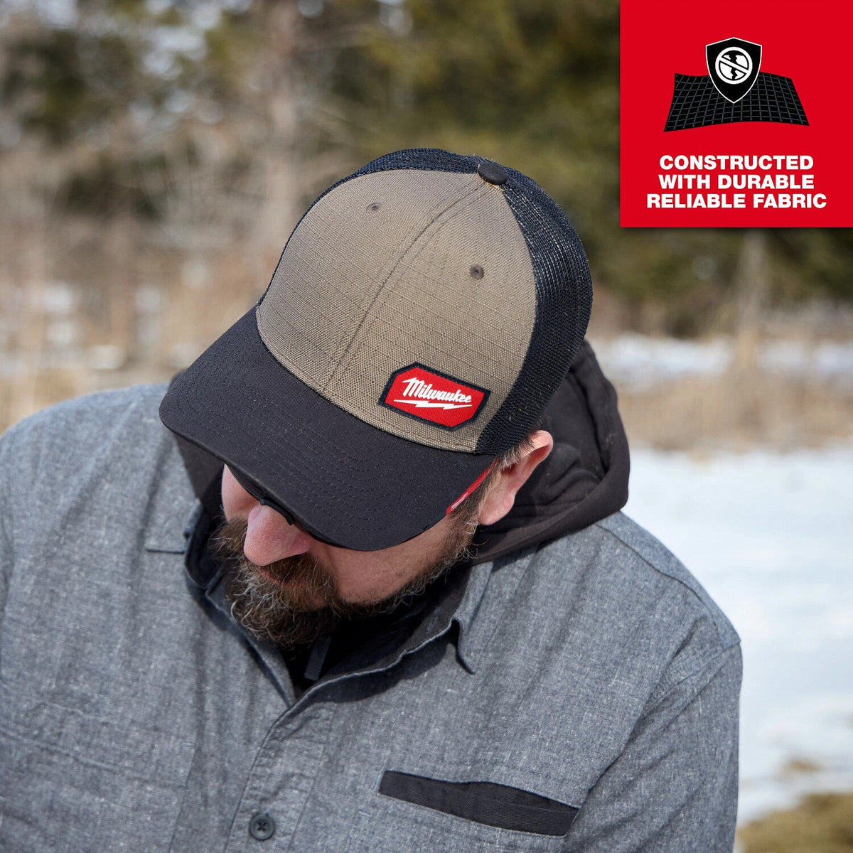 Milwaukee 505N GRIDIRON Snapback Trucker Hat Brown with Ripstop Polyester Front Panel - 3
